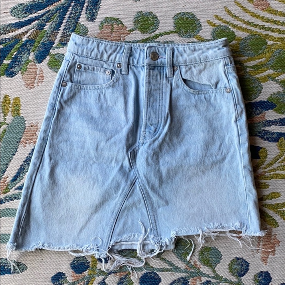FREE PEOPLE Deconstructed Denim Skirt